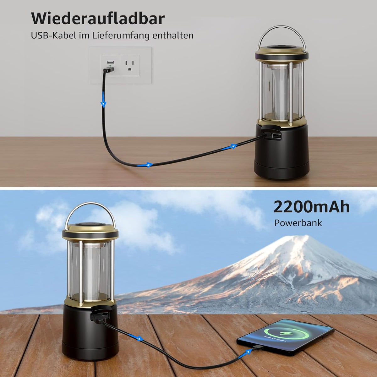 Lepro LED Campinglampe Batterie£¬Black