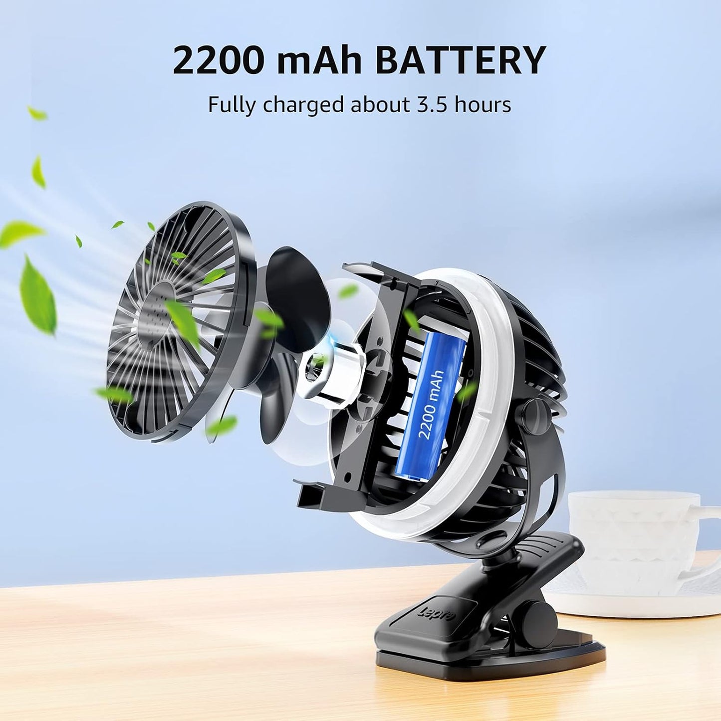 Lepro Camping Ventilator mit Licht, Campinglaterne mit Ventilator, Tragbar USB Ventilator, Zeltventilator mit Aufhängehaken, Wiederaufladbar USB-Ladeeingangslüfter für Outdoor, Camping, Büro, Grill