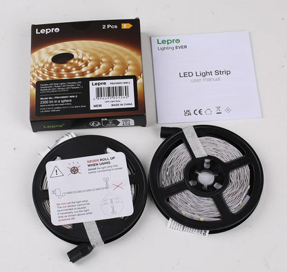 Lepro LED Strip Warmweiss, 10M(5M*2) LED Streifen 12V Selbstklebend, Band jeder mit 300 Stück 2835 LEDs 2300 Lumen, 3000K Warmweiß Dimmbar Leiste, DIY Lichtband für Innen Heim Deko, Kein Netzteil