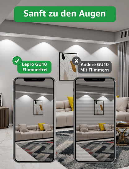 Lepro Energieklasse A GU10 LED Kaltwei? 3.3W Lampe, 590 lm, 6500K Tageslichtwei?, Nicht Dimmbar, Energiesparendes GU 10 LED Spot, 100¡ã Abstrahlwinkel f¨¹r B¨¹ro, Keller, Garage, Flur, 5 St¨¹ck
