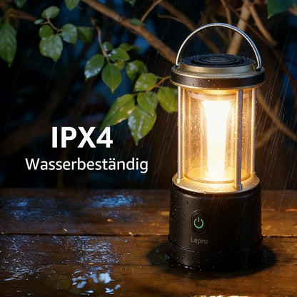 Lepro LED-Campinglampe, 1100 Lumen, 5 Leuchtmodi, helligkeitsverstellbarer Suchscheinwerfer, IPX4 wasserdichte batteriebetriebene Notfallleuchte, geeignet f¨¹r Stromausf?lle, Wanderungen£¬Black