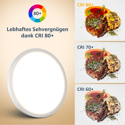 Lepro Deckenlampe 24W, IP44 Wasserfest Deckenleuchte，3000K 2400LM Badezimmer Lampe, Warmweiß Deckenleuchte Badezimmer, ideal Badezimmerlampe Decke für Bad Schlafzimmer Flur Küche Wohnzimmer, Ø29.3cm