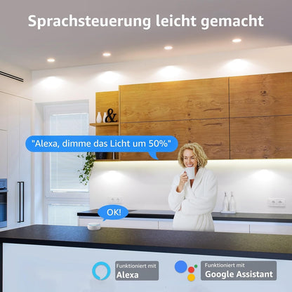 Lepro GU10 Smart Lampe, Wlan Alexa Glühbirnen, Wifi LED Leuchtmittel, 4 Pack (4.5W = 50W, Dimmbare Weiß 2700K-6500K per App oder Sprache), Kompatibel mit Alexa Echo, Google Home