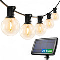LE Solar Lichterkette mit G40 LED-Lampen für Außen, 7,62 m, 25 LEDs, USB aufladbar, 4 Modi, für Garten, Balkon, Hochzeit & Weihnachtsdeko, warmweiß