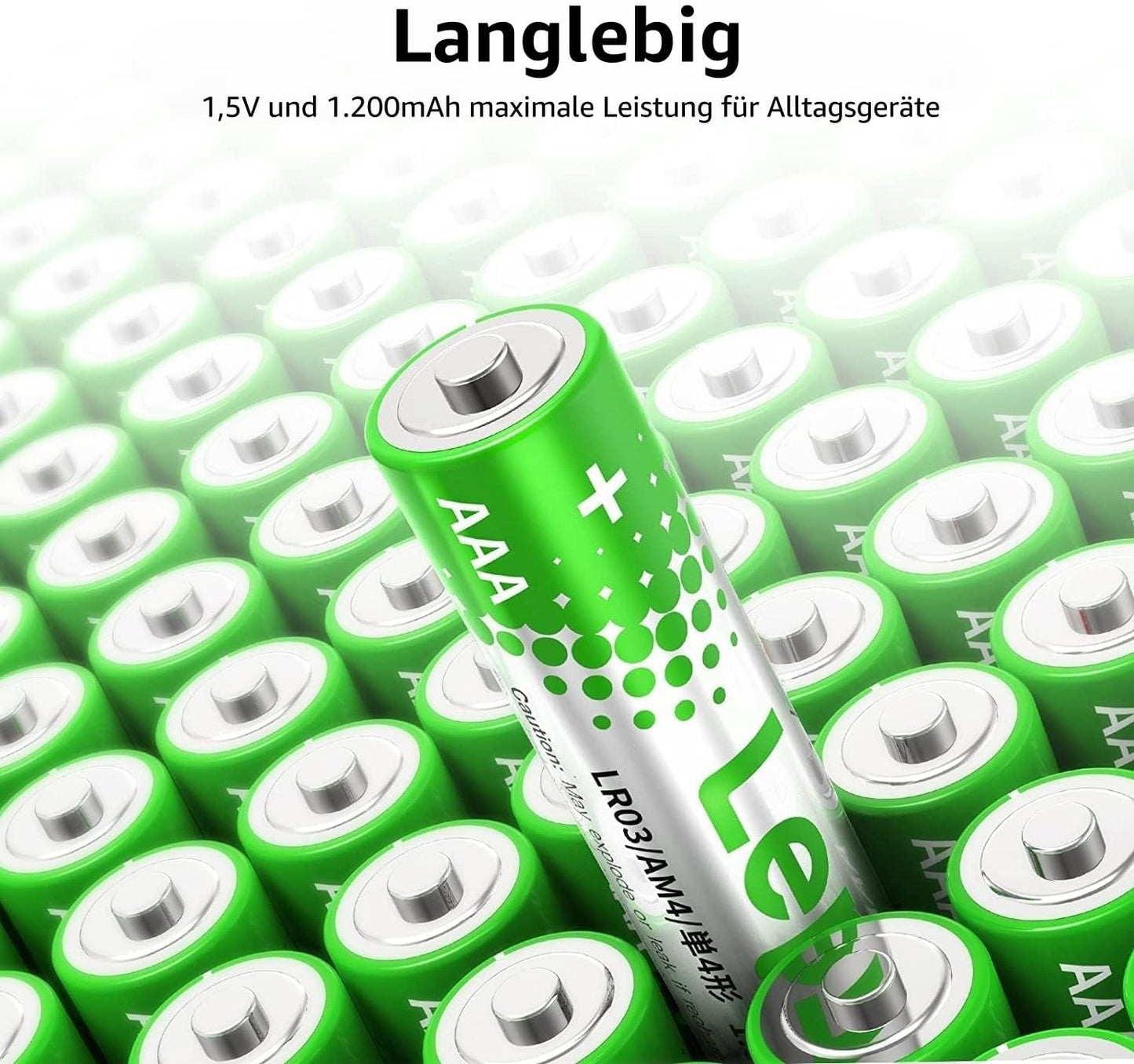 Lepro AAA Batterien, 48 Stück, Alkaline Batterie AAA mit 1.5V - Langlebig, Leistungsstark & Auslaufsicher, Ideal für Fernbedienungen, Spielzeug, Uhren, Taschenlampe UVM