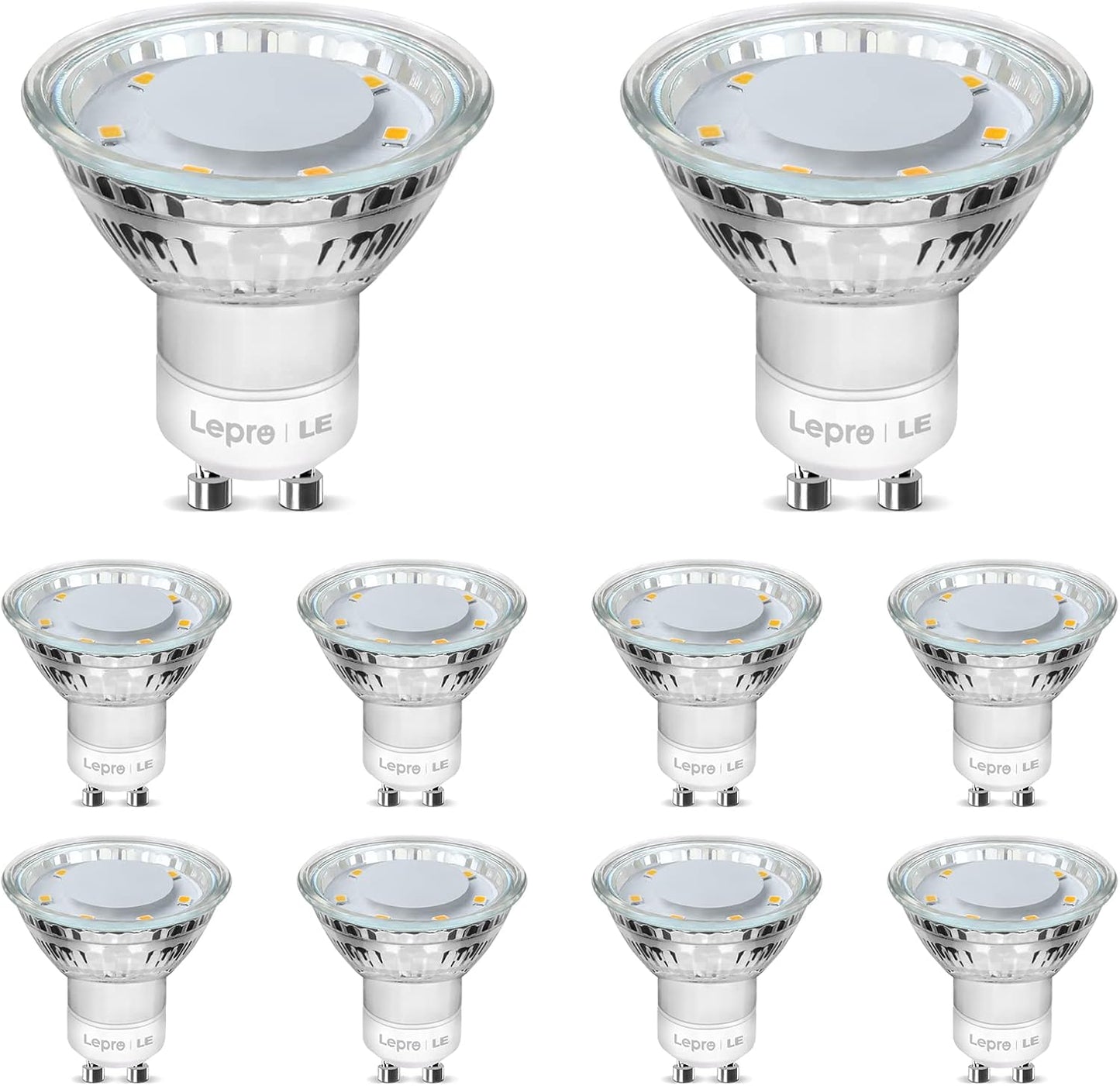 Lepro GU10 LED Warmweiss Lampe, 4W Ersetzt 50W Glühbirne, 325 Lumen 2700K GU 10 Lampen Warmweiß, Abstrahlwinkel 100°Flimmerfrei Strahler, Nicht Dimmbar Reflektor Lampen, 10er-Pack