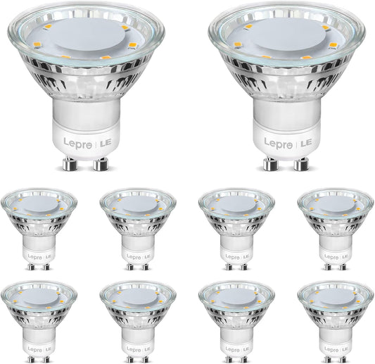 Lepro GU10 LED Warmweiss Lampe, 4W Ersetzt 50W Glühbirne, 325 Lumen 2700K GU 10 Lampen Warmweiß, Abstrahlwinkel 100°Flimmerfrei Strahler, Nicht Dimmbar Reflektor Lampen, 10er-Pack
