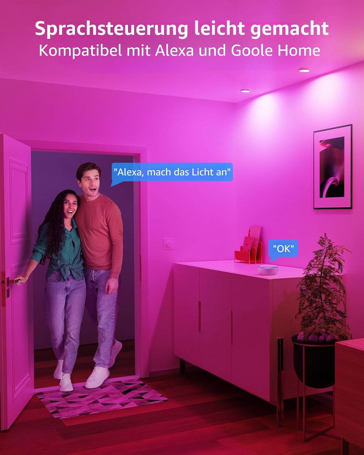 Lepro GU10 Smart Lampe RGBW, Wlan Alexa Gl¨¹hbirnen, Wifi LED Leuchtmittel, 2 Pack (4.5W = 50W, RGB und Warmwei?, Dimmbar per App oder Sprache), Kompatibel mit Alexa Echo, Google Home