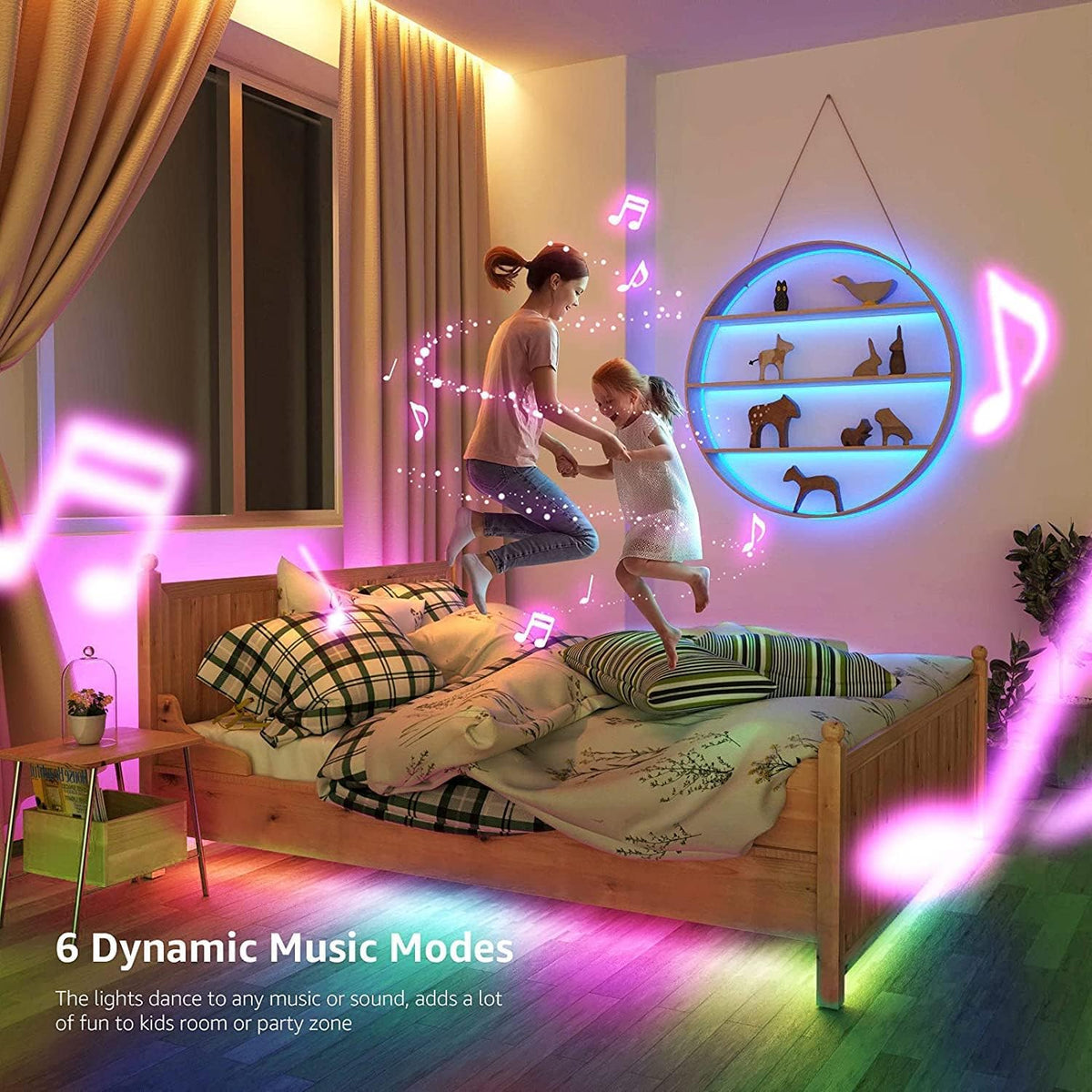 Lepro LED MagicColor Strip15M(2x7.5M), 450 LEDs Streifen Lichterkette, Musik Band mit Fernbedienung, Lichtband Wasserdicht IP65, Dimmbar Lichtleiste für Party, Weihnachten