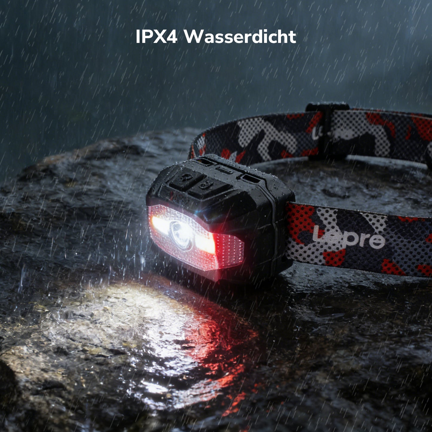 Lepro 3W Stirnlampe LED Wiederaufladbar, Doppelte Stromversorgung Kopflampe mit USB-C und 3 AAA (Nicht Enthalten), 10 Modi & Rotlicht, IPX4 Wasserdicht, Leicht Stirnlampen Ideal für Camping