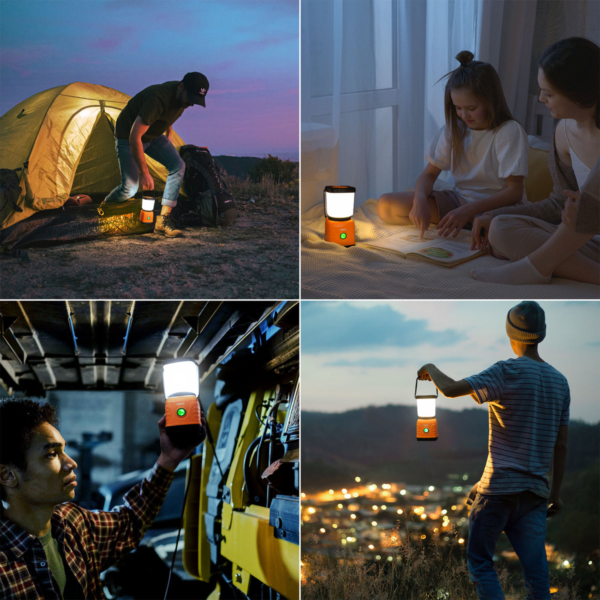 Lepro LED Camping Lampe USB wiederaufladbar, 4 Modi, 1300 Lumen, Orange | Campinglampe mit 3600 mAh Powerbank IPX4,USB-Kabel im Lieferumfang enthalten,für Hurrikan-Notfälle,Wandern,Zuhause und mehr [Energieklasse A]