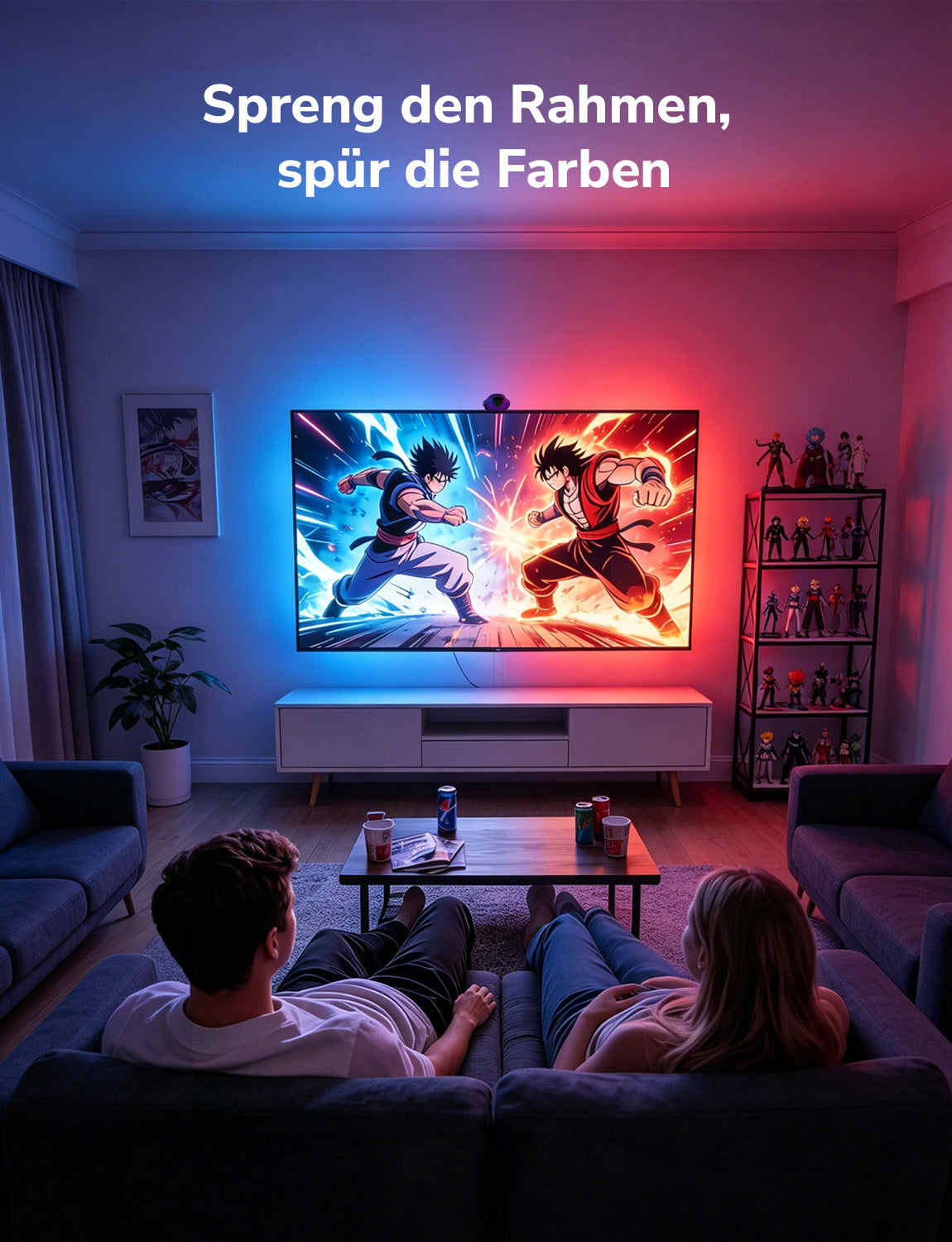 Lepro STV1 AI Smart TV Hintergrundbeleuchtung mit Kamera,LED Streifen für TVs, Geringe Latenz/Musiksynchronisation/Sprach und App-Steuerung RGBIC led Strip mit Ultraweitwinkelobjektiv