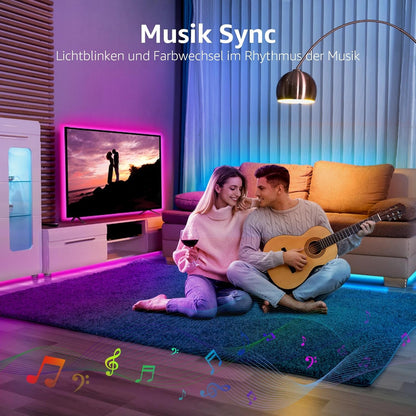 Lepro LED Strip 15M(2x7.5M), LED Streifen Musik Lichterkette mit Fernbedienung, Band Lichter, RGB Dimmbar Lichtleiste Light, Lichtband Leiste, Bunt Kette für Party Weihnachten Deko