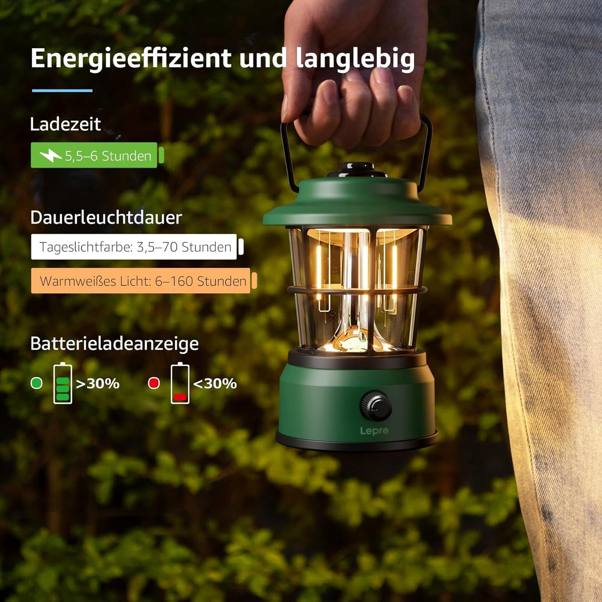 Lepro USB LED Campinglampe Grün