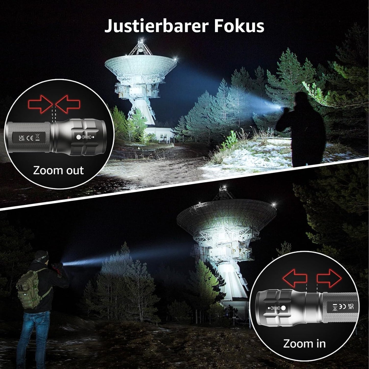 LE LED Taschenlampe (4er-Pack), Zoombare Flashlight für Kinder, Gunmetal | Extrem Hell Zoombare Mini Taschenlampen (Inklusive Batterie), Tragbare Wasserdichte Handlampe für Camping, Outdoor, Notfälle
