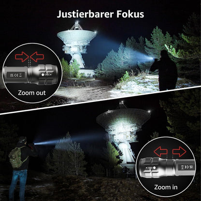 LE LED Taschenlampe (4er-Pack), Zoombare Flashlight für Kinder, Gunmetal | Extrem Hell Zoombare Mini Taschenlampen (Inklusive Batterie), Tragbare Wasserdichte Handlampe für Camping, Outdoor, Notfälle