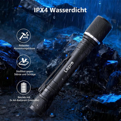 Lepro LED Taschenlampe Klein, Helle Stiftlampe mit Clip, 3 Modi Handlampe, IPX4 Wasserdicht, Robustes Aluminiumgeh?use f¨¹r Camping, Werkstatt, Wandern & Notf?lle, 4x AA Batterien Inklusive (2er-Pack)