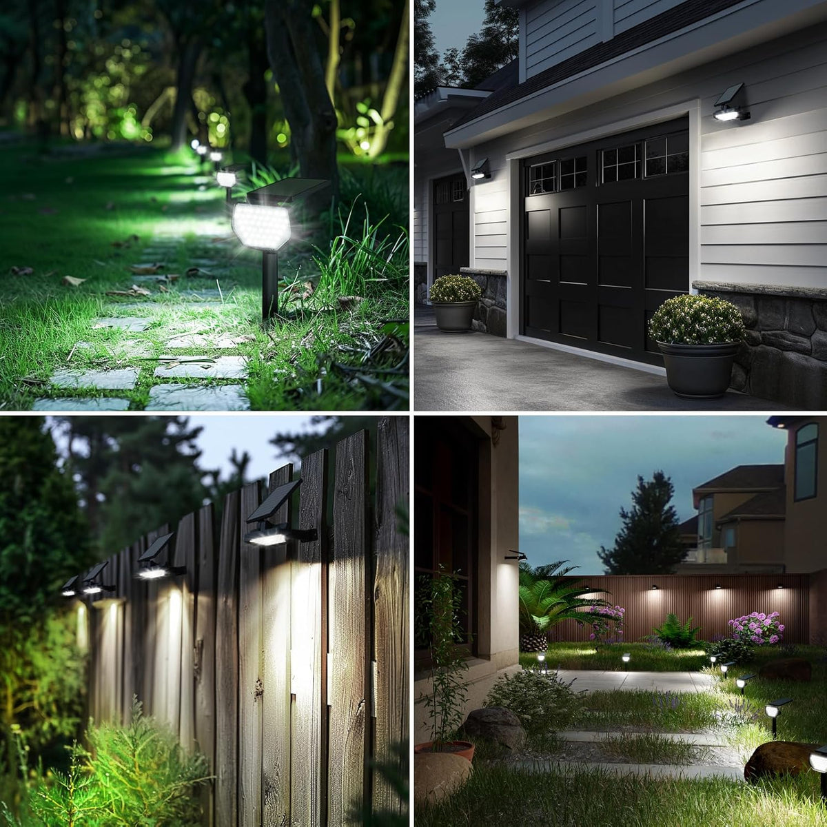Lepro Solarlampen für Außen Garten, IP65 Solar Gartenleuchten mit Drehbaren Solar Panel, 2-in-1 Solarleuchten mit 2 Beleuchtungsmodi, 43LED Solar Strahler Wegeleuchten Aussen, 2 Stück, Kaltweiß