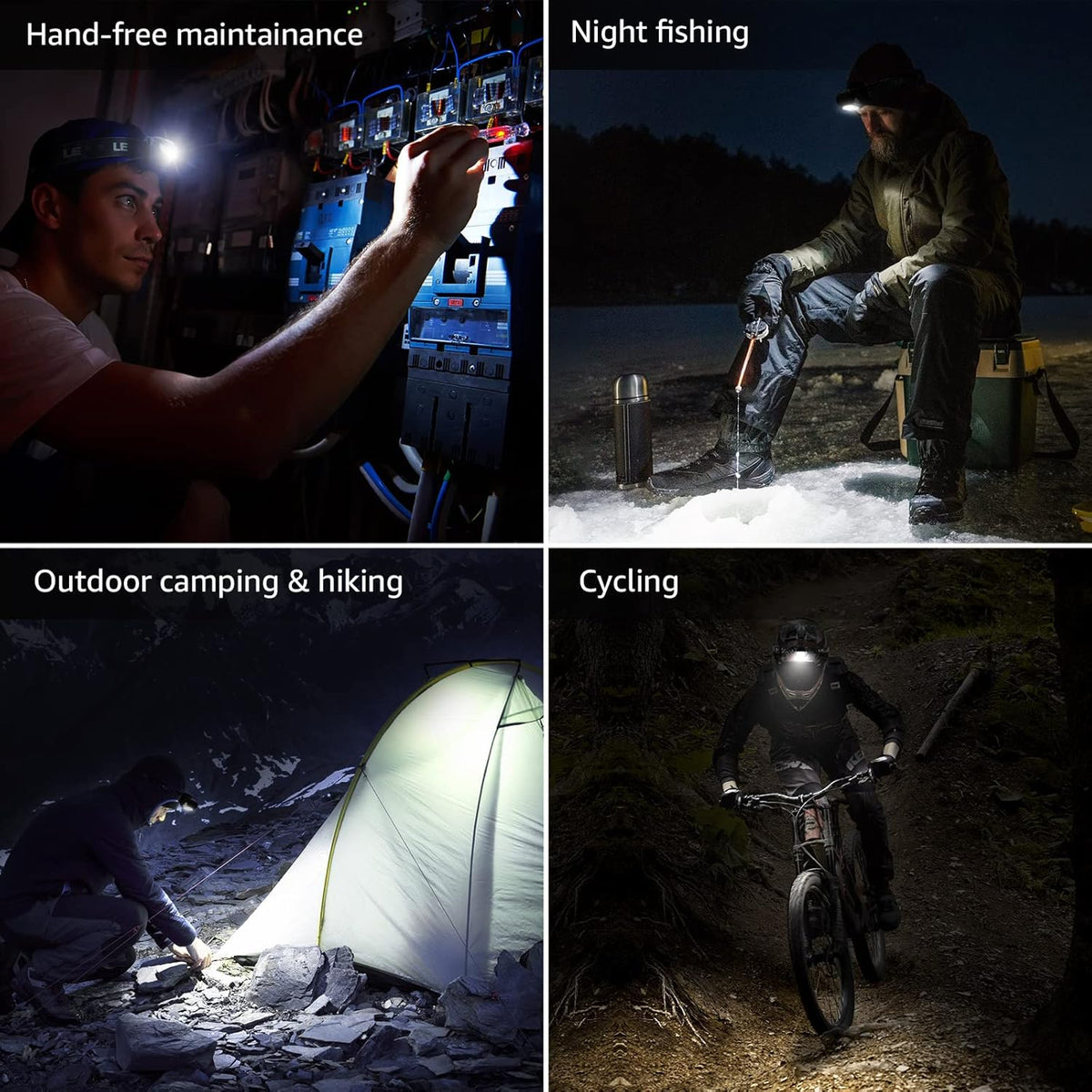 Lepro Stirnlampe, 1300 Lux LED XPG Kopflampe mit 6 Lichtmodi Scheinwerfer und Rotlicht, IPX4 spritzwassergeschütztes Gehäuse, Batteriebetrieben Stirnlampen C500, Ideal für Camping Joggen
