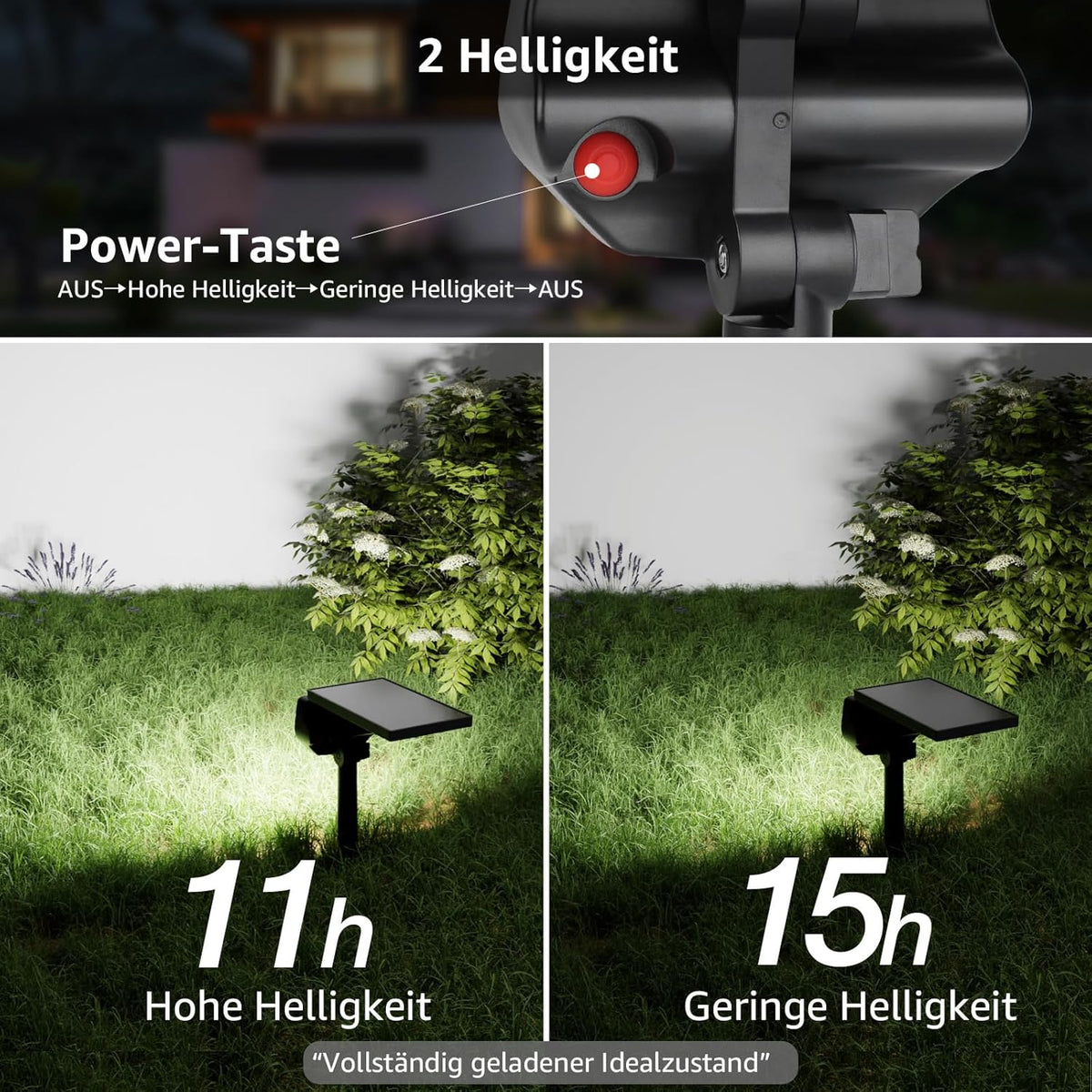 Lepro Solarlampen für Außen Garten, IP65 Solarleuchten mit Drehbaren Solar Panel, 2-in-1 Solar Strahler Außen mit 2 Beleuchtungsmodi, Solar Wegeleuchten für Gärten, Eingang, Garage, 4 Stück Warmweiß