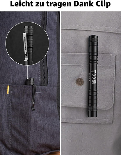 Lepro UV Taschenlampe, 365nm UV Lampe mit Clip, Batteriebetrieben Schwarzlicht Taschenlampe, Vielseitig & Tragbar Bernstein Lampe für Lecksuche, Haustierurin und Falschgeld-Erkennung (2 Stück)