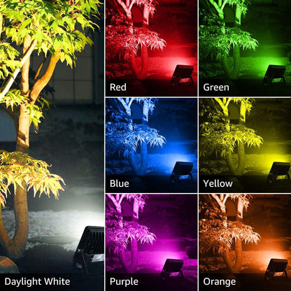 Lepro LED Strahler RGB mit RF-Fernbedienung, 2er Wasserdicht LED Fluter mit Memory-Funktion, Dimmbar Farbwechsel Außenstrahler, IP65 Farbig Außenlampe, Bunt Flutlicht für Garten, Party Deko