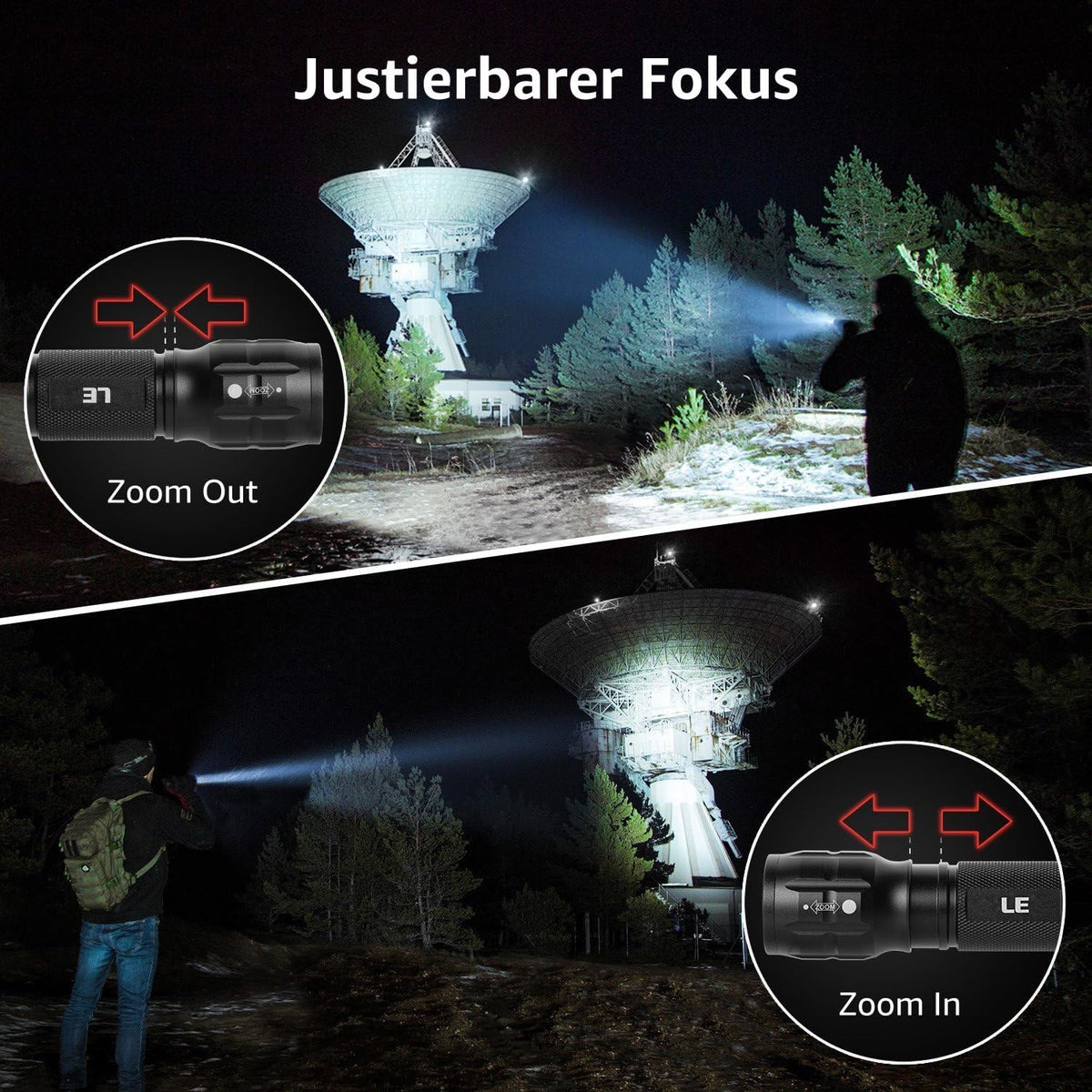 Lighting EVER LE LED Taschenlampe Klein, Extrem Hell & Zoombar Mini Taschenlampen Batteriebetrieben f¨¹r Kinder, Wasserdichte Handlampe f¨¹r Camping, Outdoor, Notf?lle (4er-Pack)
