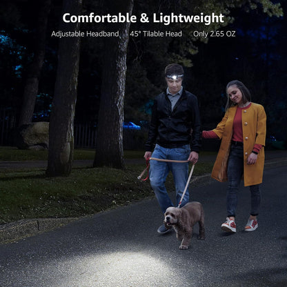 Lepro Stirnlampe LED Wiederaufladbar, 2000 Lux Superhell Kopflampe Stirnlampe mit Rotlicht und 6 Lichtmodi, IPX4 Wasserdicht Stirnleuchte, Ideal für Camping&Joggen, Schwarz, 2 Stück[inkl. USB Kabel]