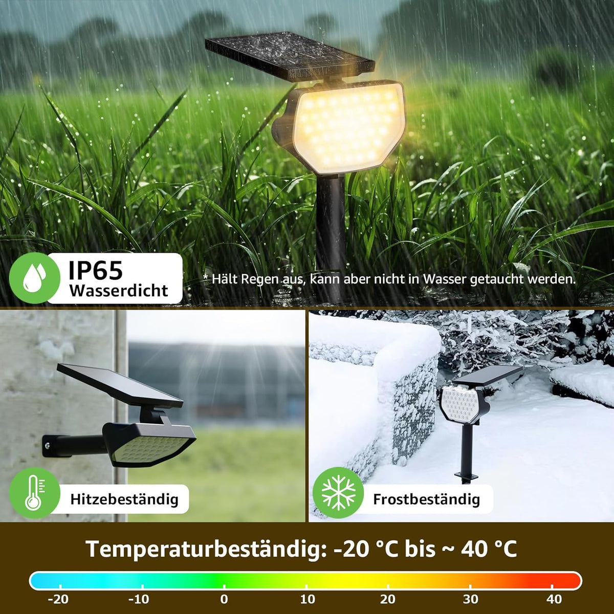 Lepro Solarlampen für Außen Garten, IP65 Solar Gartenleuchten mit Drehbaren Solar Panel, 2-in-1 Solarleuchten mit 2 Beleuchtungsmodi, 43LED Solar Strahler Wegeleuchten Aussen, 2 Stück, Warmweiß