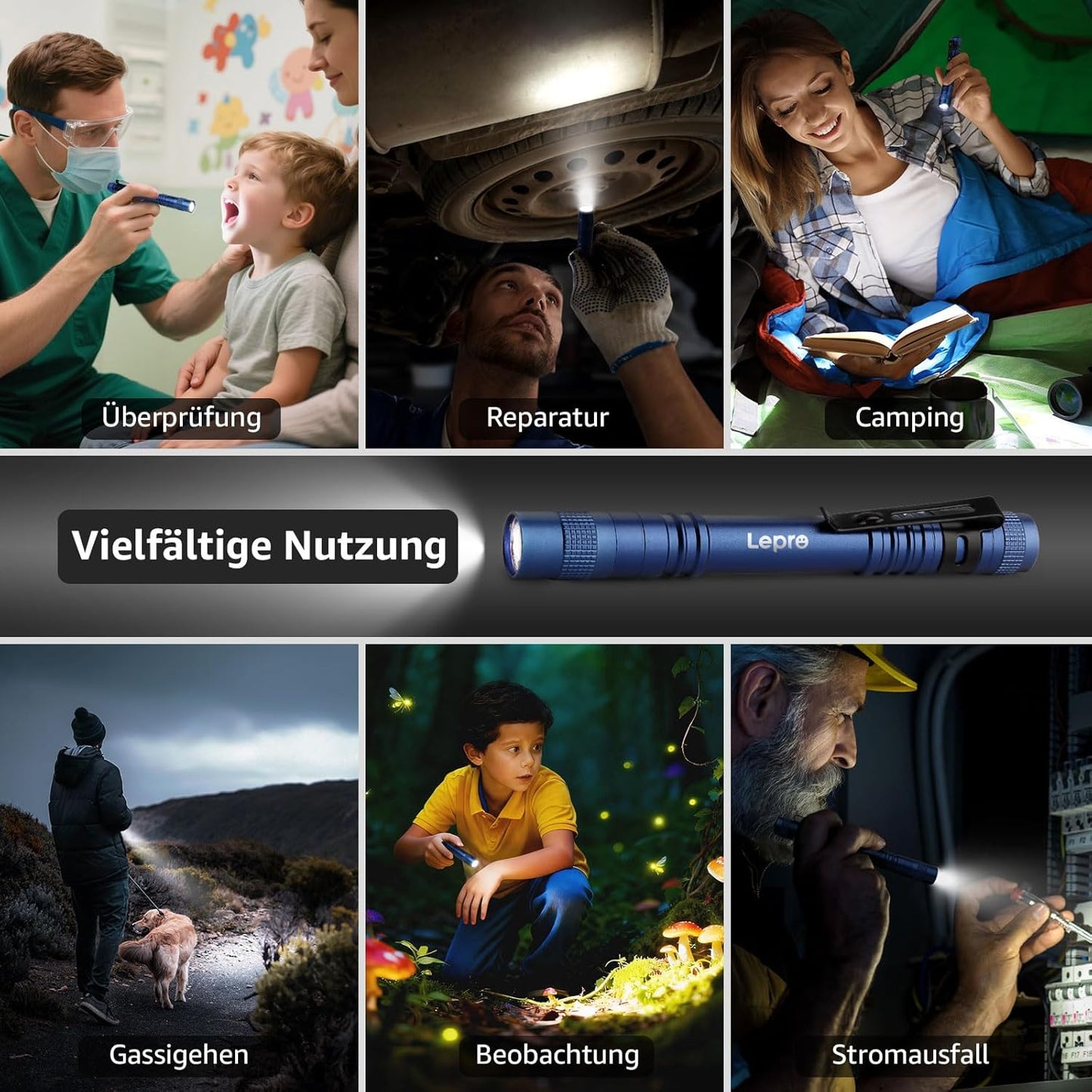 Lepro Taschenlampe, Mini LED Taschenlampe, IPX4 Wasserdicht Stiftlampe, 3 Modi Handheld Taschenlampe Klein, Stift Lampe perfekt f¨¹r Inspektion, Arbeit, Reparatur (Blau)