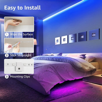 Lepro LED Strip 5M RGB Set, 5050 SMD 150 LEDs Streifen, 12V, LED Band Selbstklebend, Flexibel LED Lichtband, LED Lichterkette IP20, Bunt LED Leiste Kette Dimmbar, Netzteil und Controller enthalten