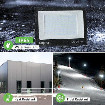 LED Strahler Außen, 200W LED Fluter Superhell Außenstrahler 24000LM, IP65 Wasserdicht 6500K Scheinwerfer Flutlicht mit 2835 SMD LEDs, Außenlampe für Garten, Innenhöfe, Garage, Hotel, Sportplatz