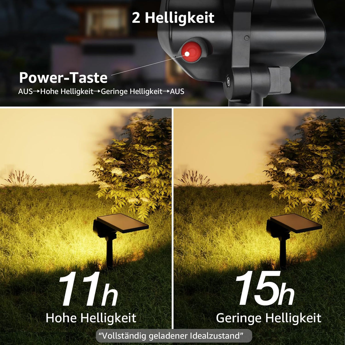 Lepro Solarlampen für Außen Garten, IP65 Solar Gartenleuchten mit Drehbaren Solar Panel, 2-in-1 Solarleuchten mit 2 Beleuchtungsmodi, 43LED Solar Strahler Wegeleuchten Aussen, 2 Stück, Warmweiß