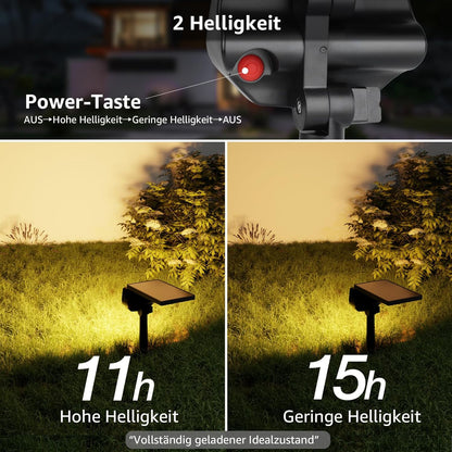 Lepro Solarlampen für Außen Garten, IP65 Solar Gartenleuchten mit Drehbaren Solar Panel, 2-in-1 Solarleuchten mit 2 Beleuchtungsmodi, 43LED Solar Strahler Wegeleuchten Aussen, 2 Stück, Warmweiß