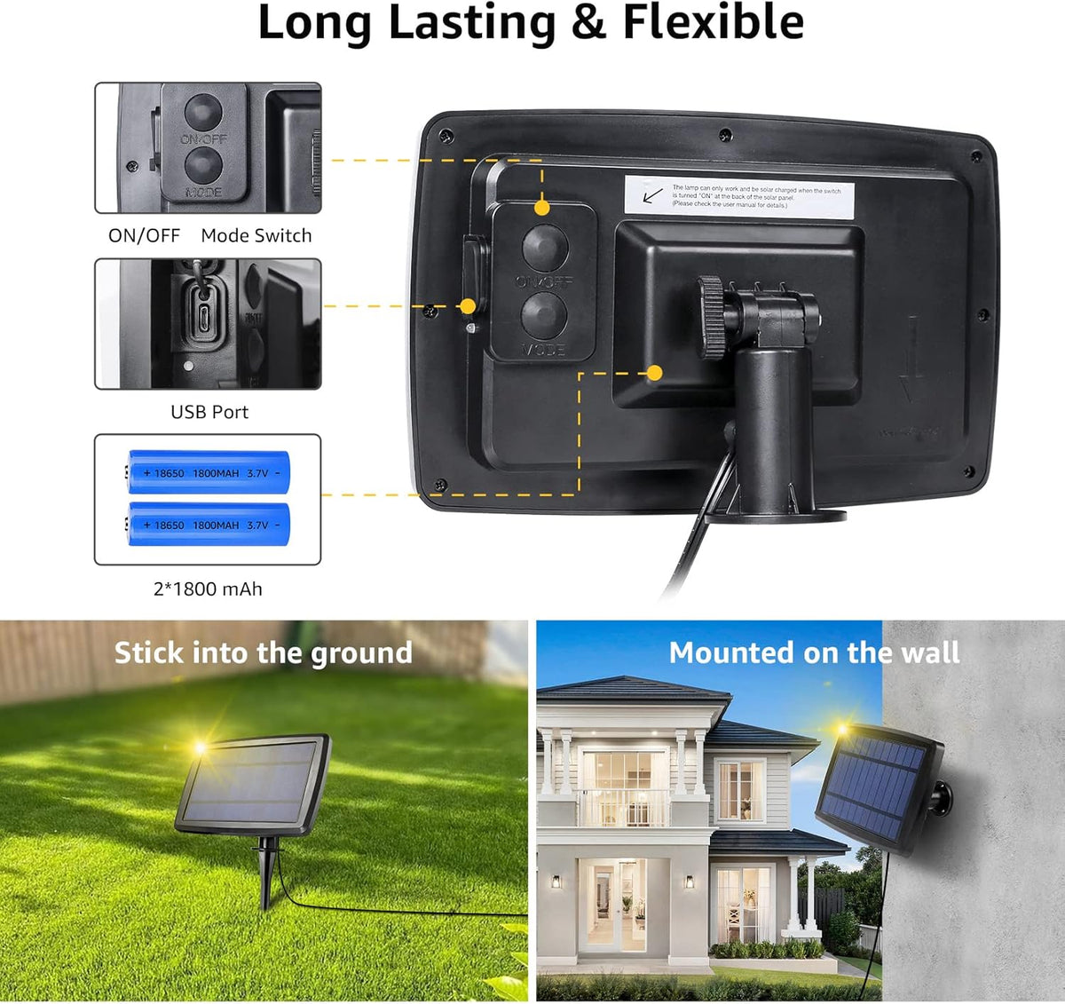 LE Solar Lichterkette mit G40 LED-Lampen für Außen, 7,62 m, 25 LEDs, USB aufladbar, 4 Modi, für Garten, Balkon, Hochzeit & Weihnachtsdeko, warmweiß