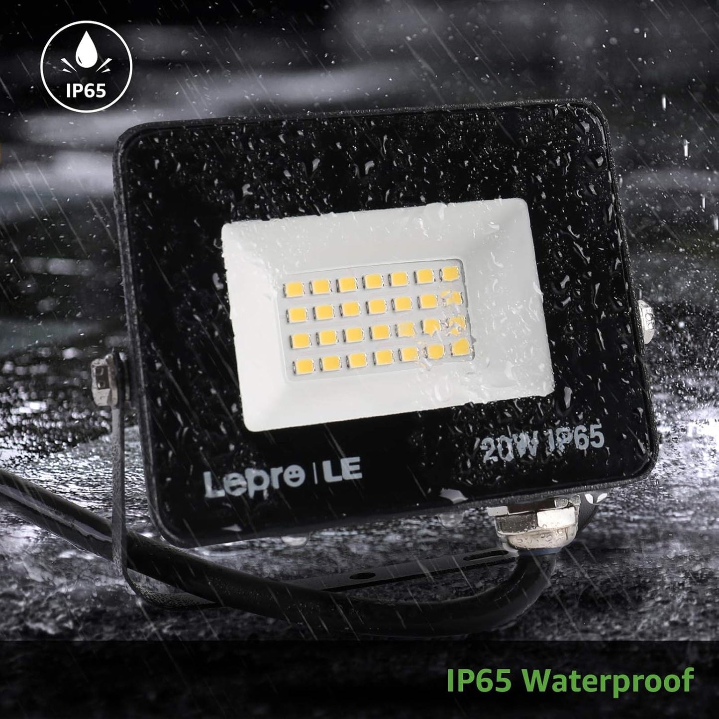 Lepro LED Strahler Außen 20W, LED Fluter  Superhell 1700LM, LED Außenstrahler 5000K Kaltweiß IP65 Wasserfest Aussenstrahler, Aussenlampe für Hinterhof, Auffahrt, Türen, Garage, Flur, Garten [Energieklasse F]