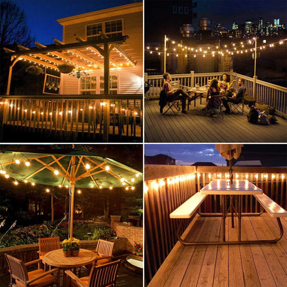 LE Solar Lichterkette mit G40 LED-Lampen für Außen, 7,62 m, 25 LEDs, USB aufladbar, 4 Modi, für Garten, Balkon, Hochzeit & Weihnachtsdeko, warmweiß