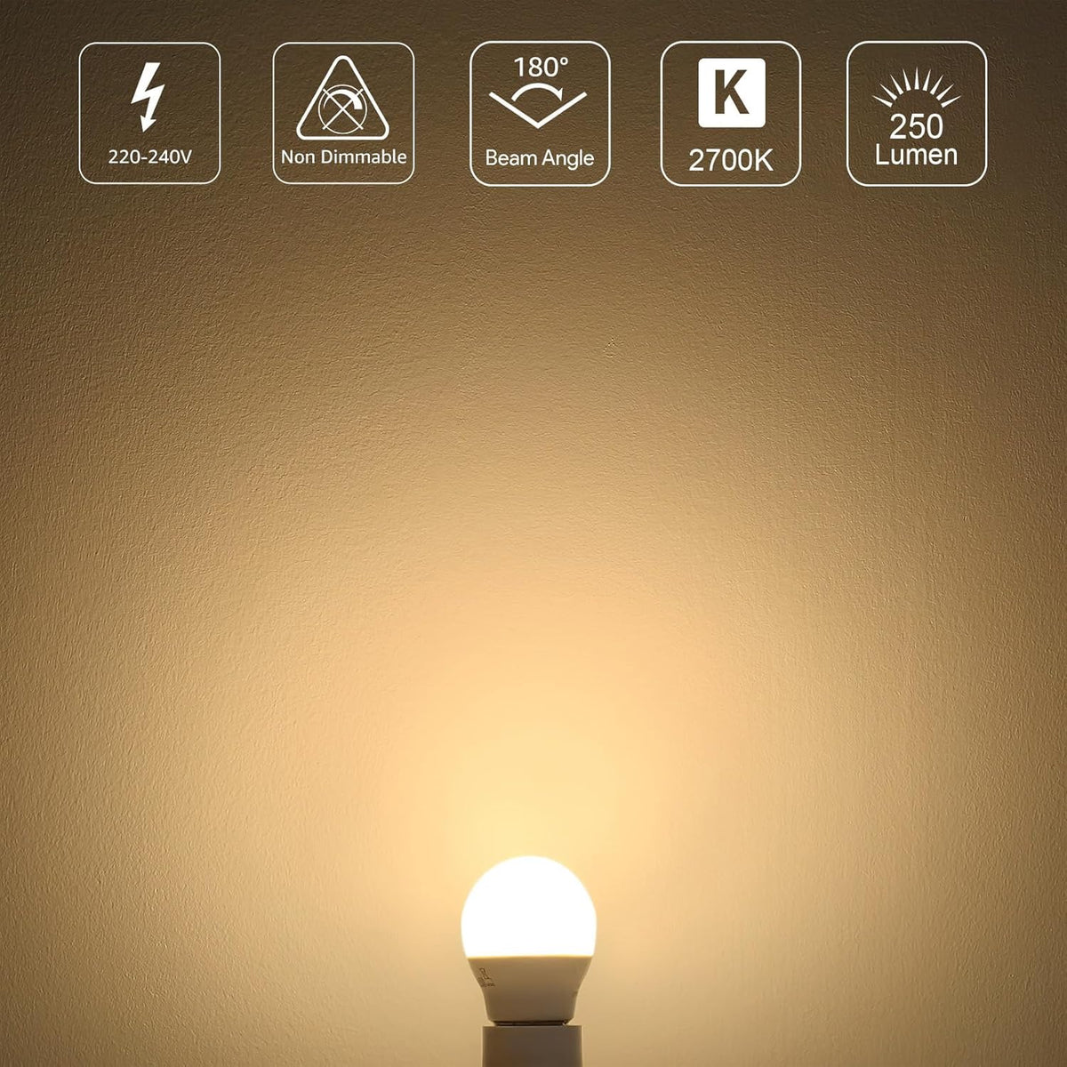 Lepro E27 LED Warmweiss Glühbirne, 2.5 Watt G45 LED Lampe E27, ersetzt 25W Halogenlampe, 250 Lumen Leuchtmittel, 2700 Kelvin Warmweiß, 180° Abstrahlwinkel Energiesparlampe, 5 Stück