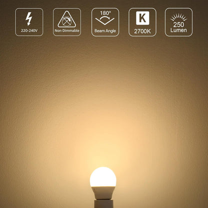 Lepro E27 LED Warmweiss Glühbirne, 2.5 Watt G45 LED Lampe E27, ersetzt 25W Halogenlampe, 250 Lumen Leuchtmittel, 2700 Kelvin Warmweiß, 180° Abstrahlwinkel Energiesparlampe, 5 Stück