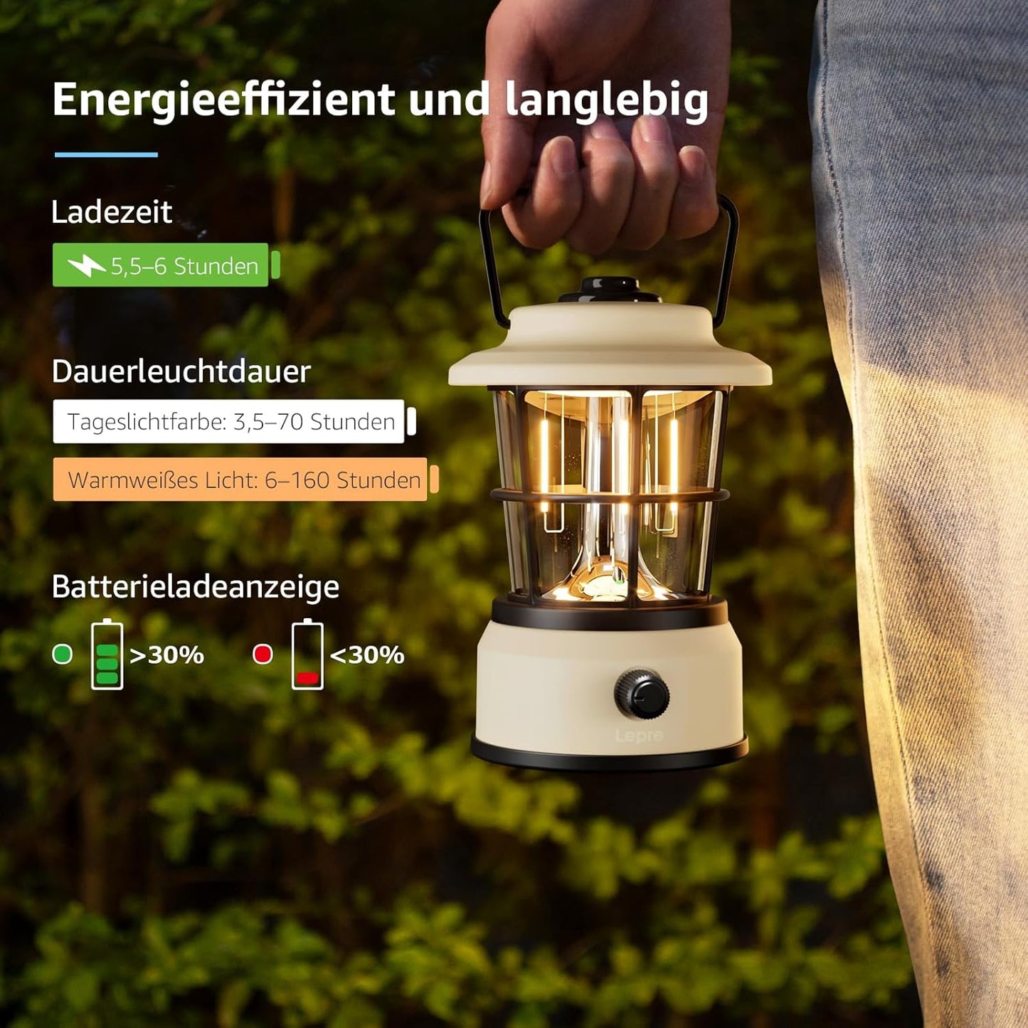 Lepro USB LED Campinglampe Weiß