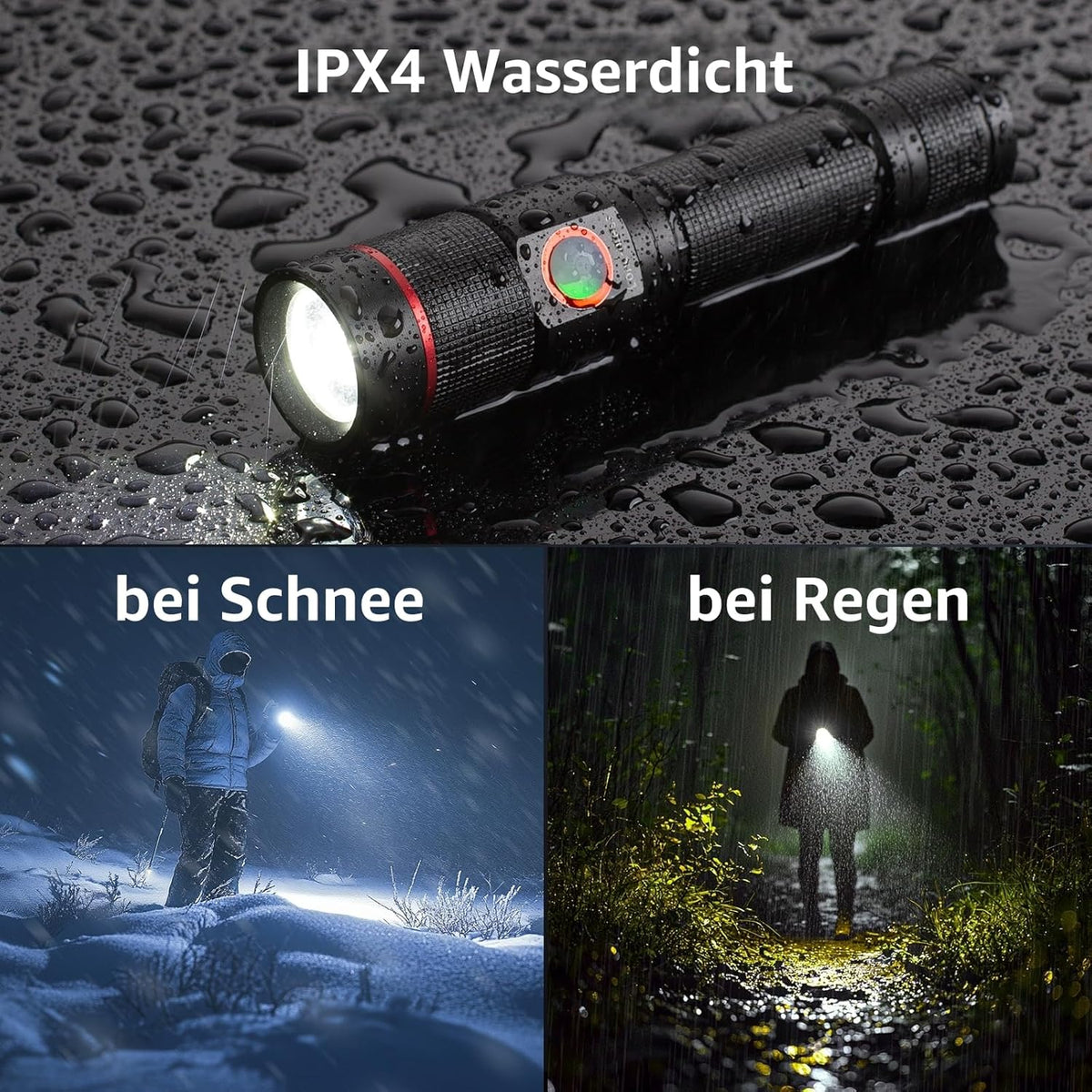 Lepro Taschenlampe LED Aufladbar, USB A-C Klein Taschenlampe Extrem Hell, 5 Lichtmodi, IPX4 Wasserdicht, Zoombare Flashlight f¨¹r Kinder, Camping, Wandern, Notf?lle (2er-Pack)