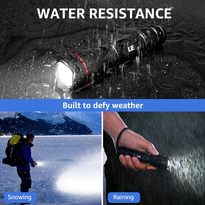 LE LED Taschenlampe Aufladbar USB, Extrem Hell 15000 Lux OSRAM P9 Taschenlampen, IPX4 Wasserdicht Zoombare Handlampe mit 5 Modi, Wiederaufladbare Taktische Taschenlampe für Camping, Outdoor, Wandern