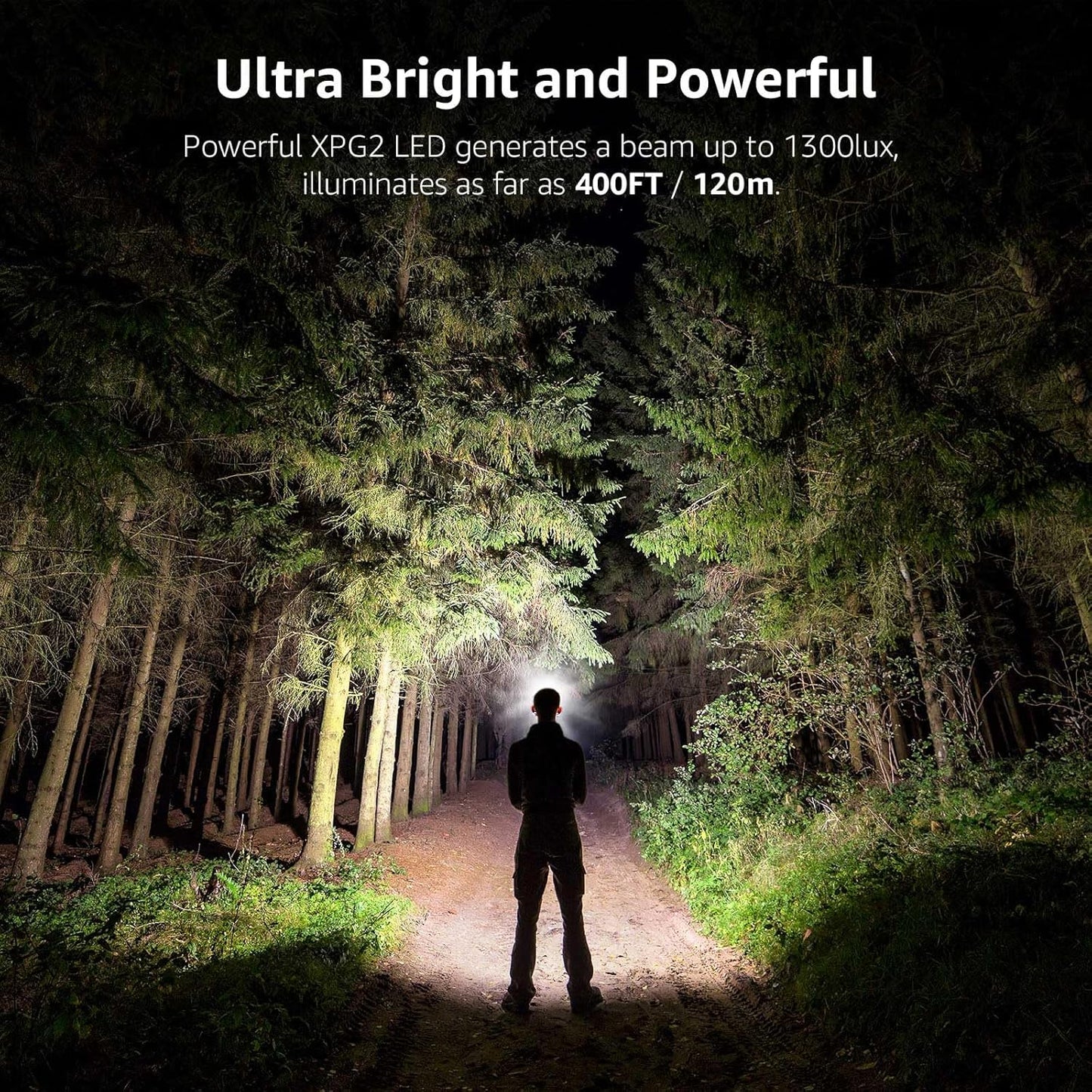 Lepro Stirnlampe, 1300 Lux LED XPG Kopflampe mit 6 Lichtmodi Scheinwerfer und Rotlicht, IPX4 spritzwassergeschütztes Gehäuse, Batteriebetrieben Stirnlampen C500, Ideal für Camping Joggen