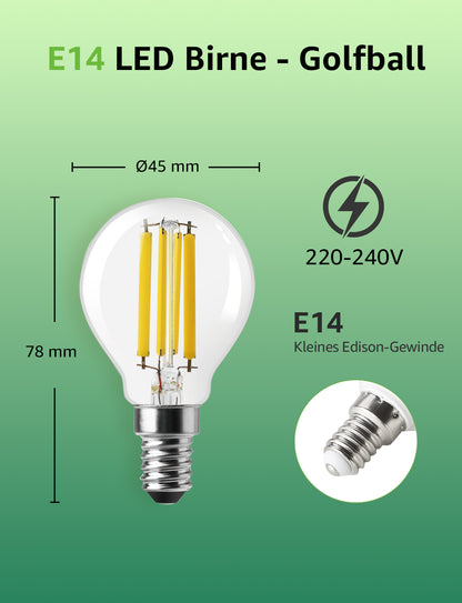 Lepro Energieklasse A E14 LED warmweiss Lampe 2.2W 470 Lumen P45 2700K Warmweiß LED Glühbirne,entspricht 40W Glühlampe,300° Abstrahlwinkel Nicht Dimmbar Energiesparlampe