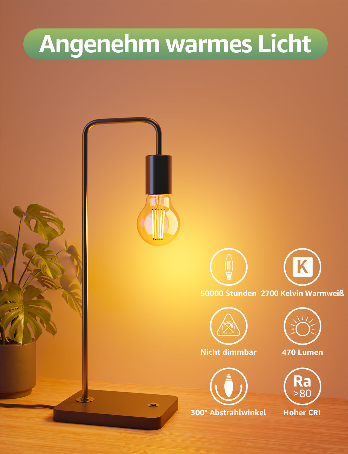 Lepro Energieklasse A E14 LED warmweiss Lampe 2.2W 470 Lumen P45 2700K Warmweiß LED Glühbirne,entspricht 40W Glühlampe,300° Abstrahlwinkel Nicht Dimmbar Energiesparlampe
