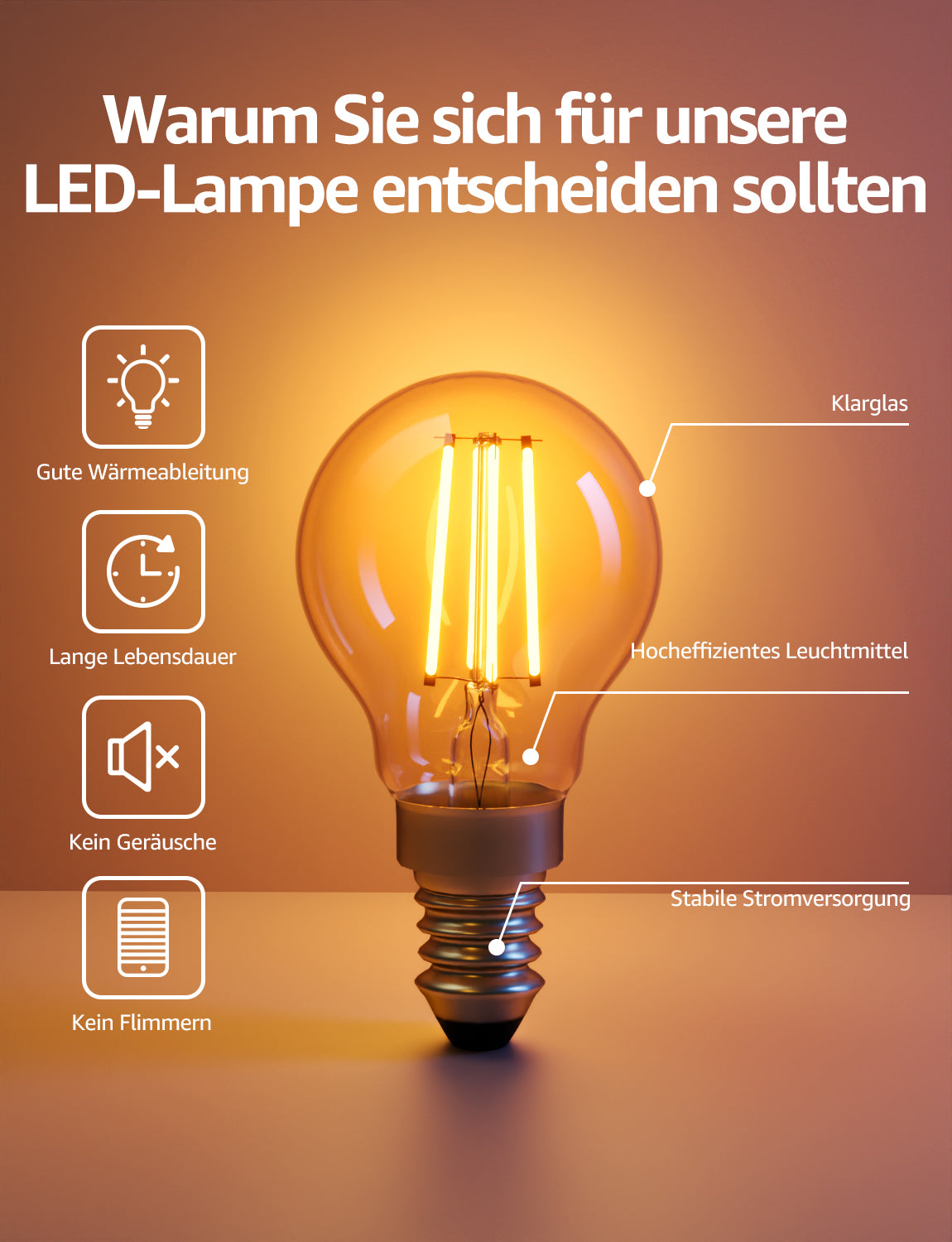 Lepro Energieklasse A E14 LED warmweiss Lampe 2.2W 470 Lumen P45 2700K Warmweiß LED Glühbirne,entspricht 40W Glühlampe,300° Abstrahlwinkel Nicht Dimmbar Energiesparlampe