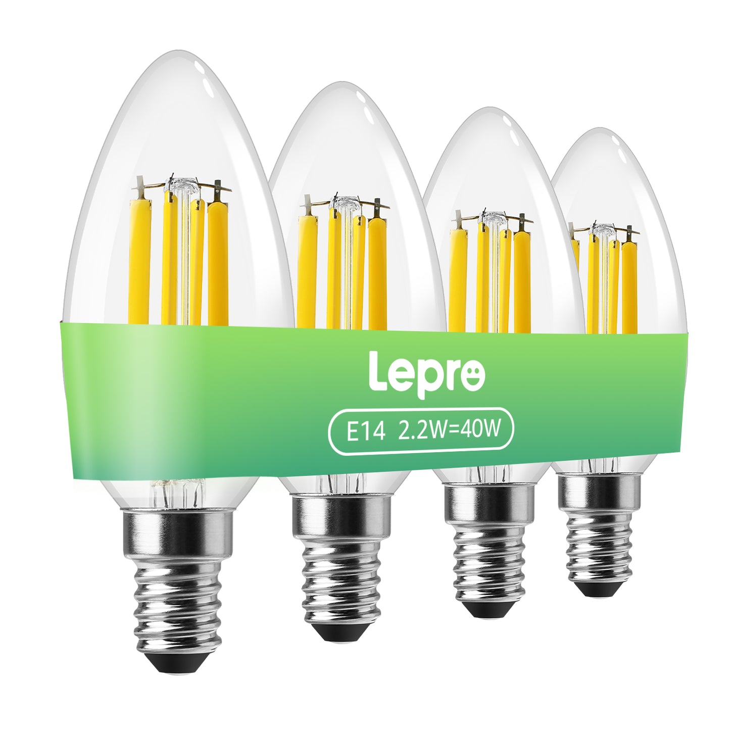 Lepro Energieklasse A E14 LED warmweiss Lampe 2.2W 470 Lumen C35 2700K Warmweiß LED Glühbirne, entspricht 40W Glühlampe, 300° Abstrahlwinkel Nicht Dimmbar Energiesparlampe