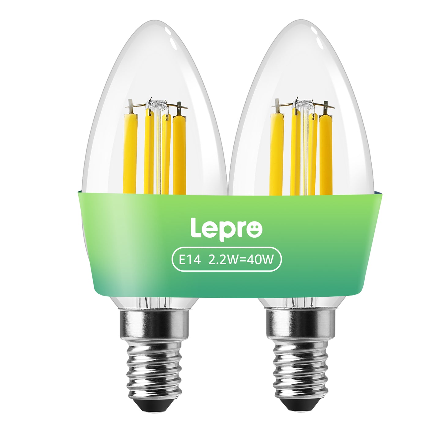 Lepro Energieklasse A E14 LED warmweiss Lampe 2.2W 470 Lumen C35 2700K Warmweiß LED Glühbirne, entspricht 40W Glühlampe, 300° Abstrahlwinkel Nicht Dimmbar Energiesparlampe