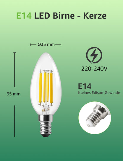 Lepro Energieklasse A E14 LED warmweiss Lampe 2.2W 470 Lumen C35 2700K Warmweiß LED Glühbirne, entspricht 40W Glühlampe, 300° Abstrahlwinkel Nicht Dimmbar Energiesparlampe