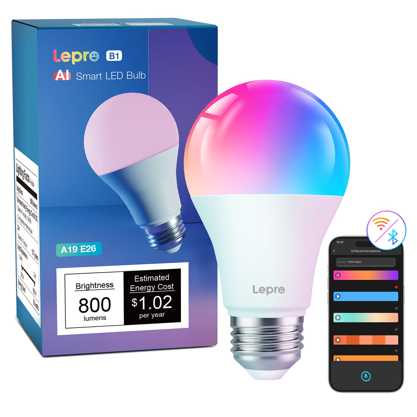 Lepro B1 Smart LED Bulb (A60, 8.5W, 806lm, RGB+CCT)